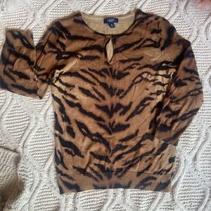 CHAPS ZEBRA PRINT LIGHT WEIGHT SWEATER SZ SMALL